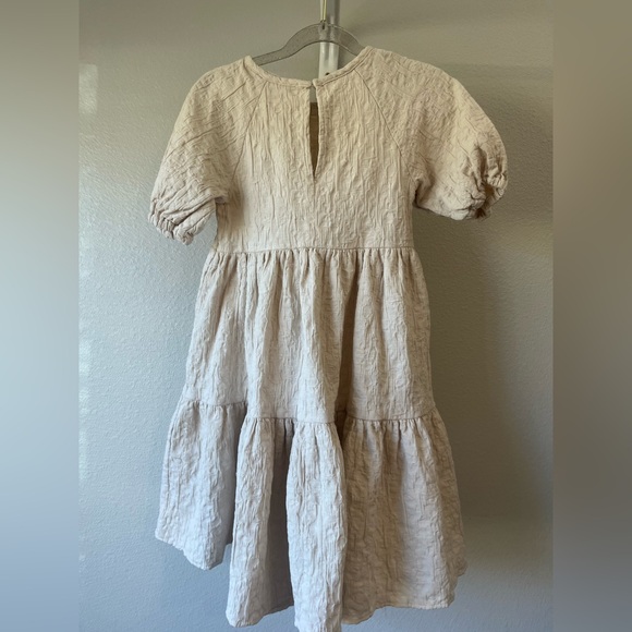 Zara Cream Textured Kids Dress - Picture 5 of 9